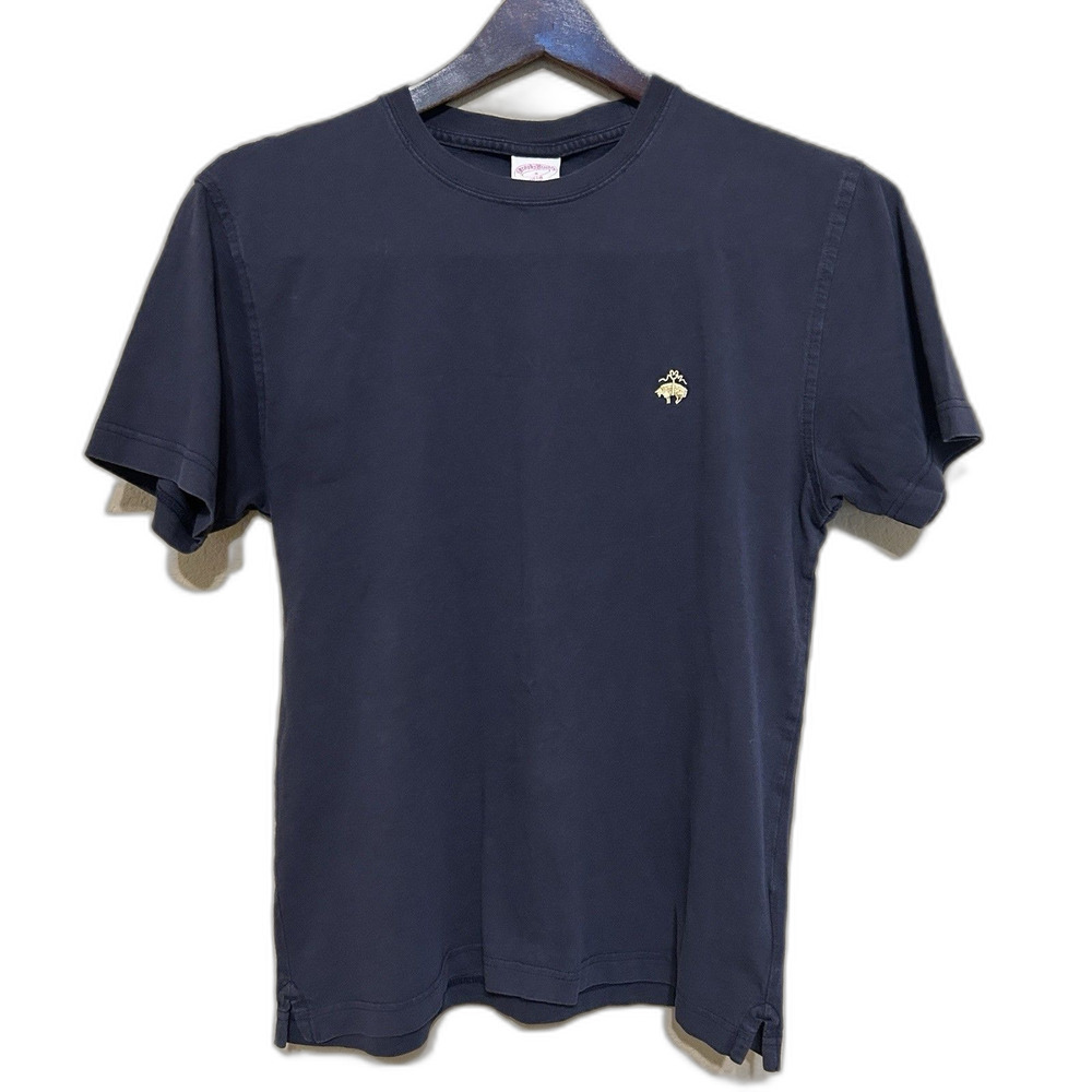 Brooks Brothers 1818 Embroidered Logo Crew Neck Short Sleeve Tee Mens Small Navy